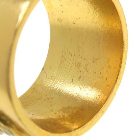 CHANEL CC Logo Rhinestone Band Ring size US6.25 Gold Tone 01A Auth - Picture 6 of 10